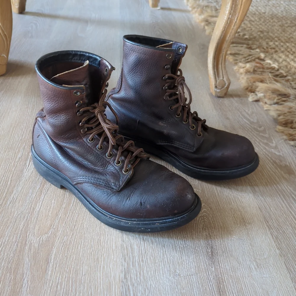 Vintage Red Wing Super Sole 453 Boots Brown Brushed Leather Lace-up Size 9 D